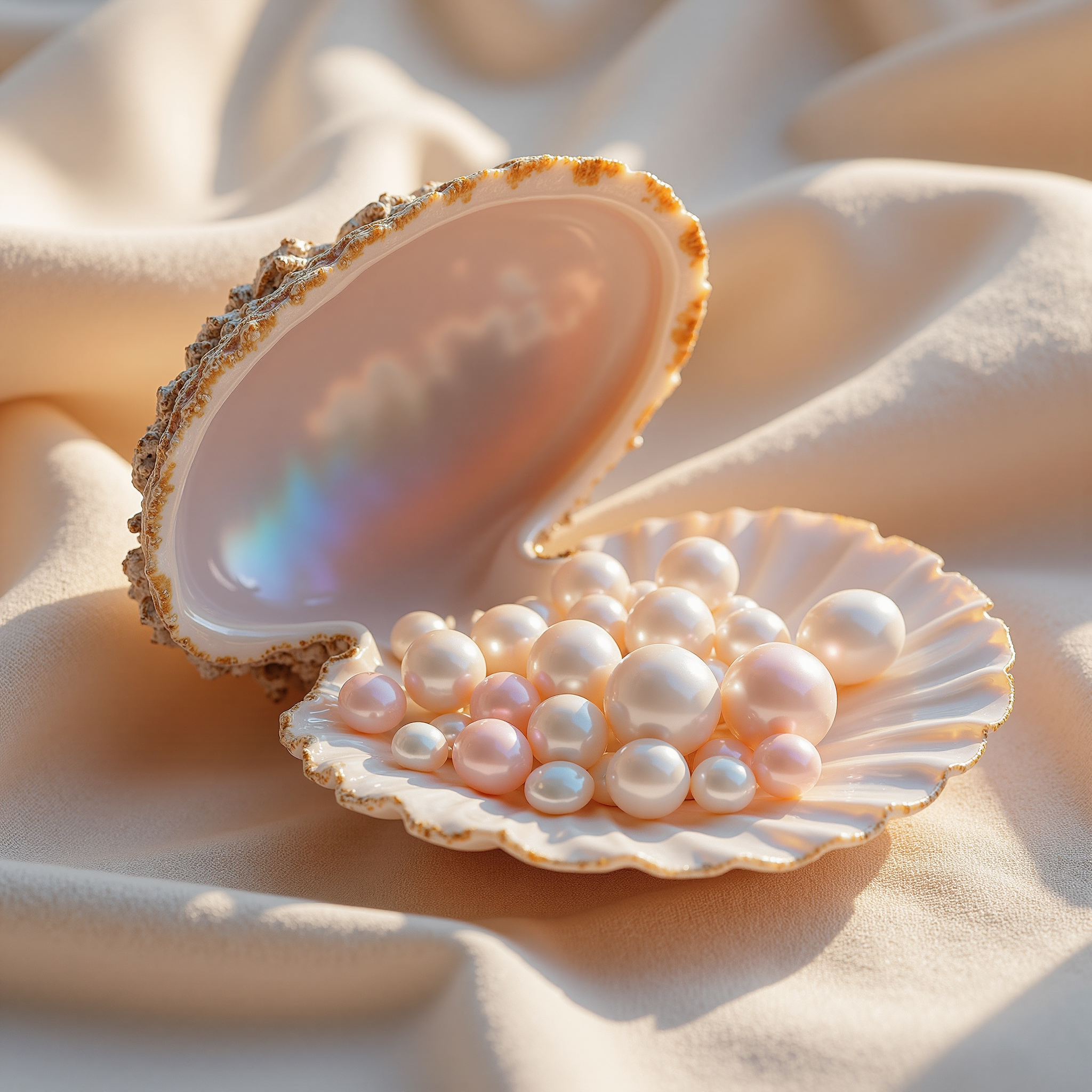 Close-up of pearl surface showing exquisite luster and texture